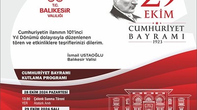 Balıkesir Valiliği 29 Ekim Programı Belli Oldu