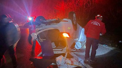 Havran'da Takla Atan Araçta Can Pazarı Yaşandı, 3 Yaralı!