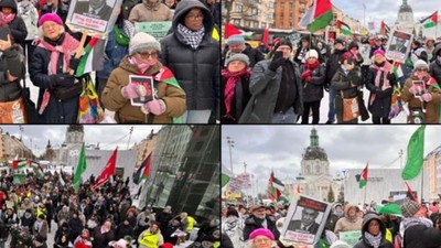 İsrail'in Filistin'deki Saldırıları Stockholm'de Protesto Edildi