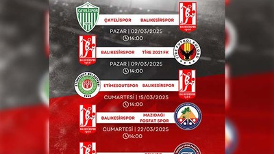 Balıkesirspor’un Mart Ayı Maç Programı Açıklandı