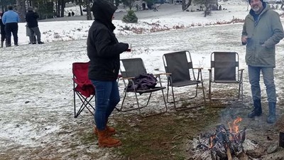 Kazdağları'nda Vatandaşların Kar Keyfi