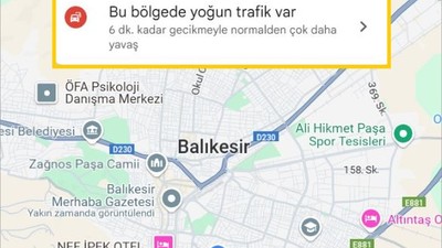 Balıkesir’de Trafik Yoğunluğu Google Maps’e Yansıdı
