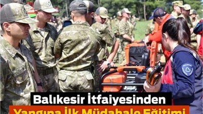 Balıkesir itfaiyesinden yangına ilk müdahale eğitimi