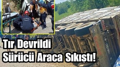 Sındırgı'da Odun Yüklü Tır Devrildi! Yaralı Var!