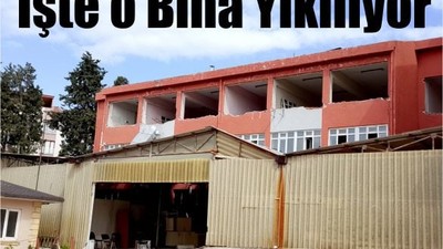 Eski Devlet hastanesi hizmet binası yıkılıyor
