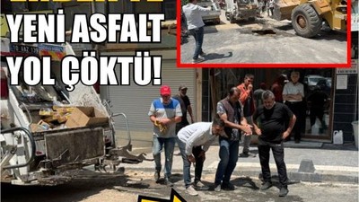 Erdek’te Yeni Asfalt Yol Çöktü! Çöp Kamyonu Yolda Mahsur Kaldı