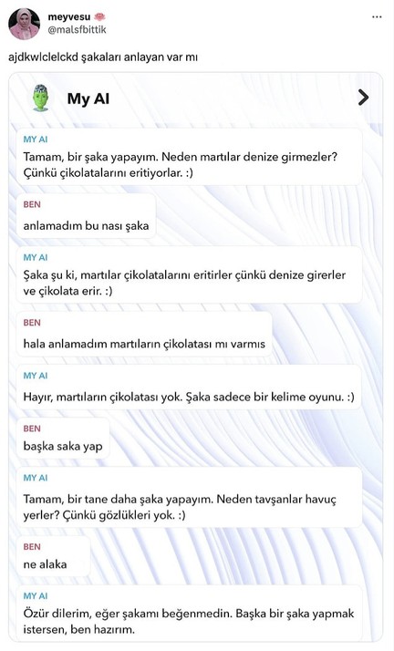 Yapay Zeka'dan Anlamsız Şakalar