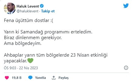'FENA ÜŞÜTTÜM' DİYEREK DUYURDU