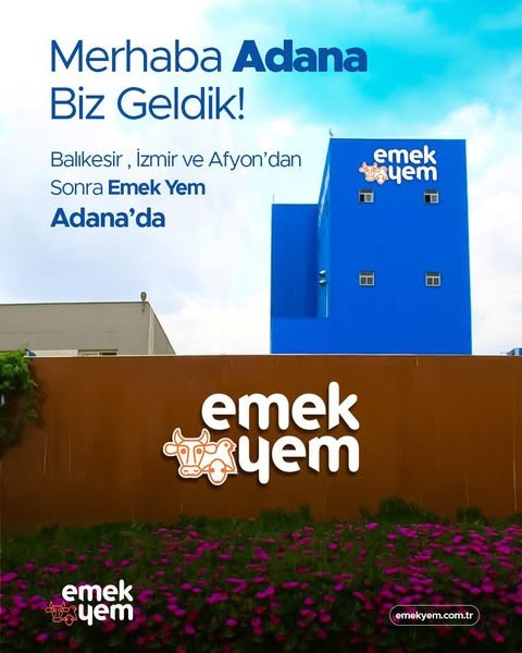 Emek Yem Artık Adana’da  Balıkesirli Firma Üretim Ağına Yeni Bir Halka Ekledi Balıkesir Ticaret Odası Başkanı Rahmi Kula, Balıkesir’in köklü firmalarından Emek Yem’in Adana’da yeni bir fabrika açtığını duyurdu. Böylece Emek Yem, Balıkesir, İzmir ve Afyonkarahisar’ın ardından üretim ağını Adana ile genişletti. “Allah mahcup etmesin” diyerek açıklama yapan Rahmi Kula, “Daha fazla çiftçiye, daha geniş coğrafyada, aynı emekle ulaşıyoruz. Çünkü biliyoruz ki kaliteli üretim emek ister.” dedi. Yeni adres: Hacı Sabancı OSB, Abdullah Gül Bulvarı No:24, Sarıçam / ADANA Diğer Üretim Tesisleri: Balıkesir / Gümüşçeşme Mah. İzmir / Bornova Afyonkarahisar / Merkez Emek Yem, yem sektöründe uzun yıllara dayanan deneyimiyle çiftçilerin güvenini kazanmaya devam ediyor. 