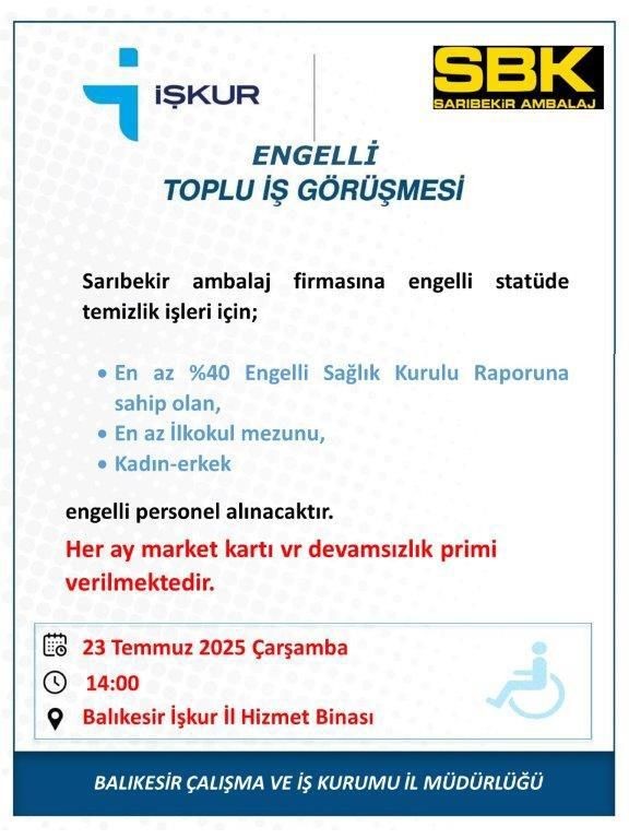 İŞKUR’dan Toplu İş Görüşmesi: 23 Temmuz 2025 - Resim: 1