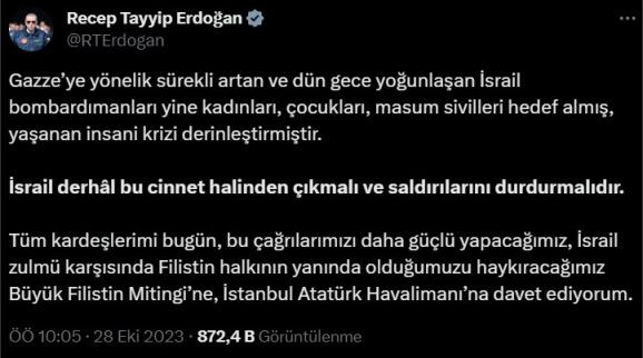 Cumhurbaşkanı Erdoğan'dan Büyük Mitinge Çağrı