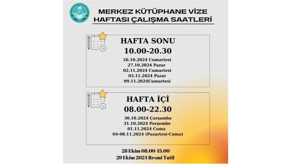 Balıkesir Üniversitesi Kütüphanesi Vize Dönemi Çalışma Saatlerini Açıkladı