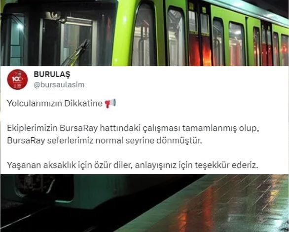 Bursa'da metro seferleri normale döndü