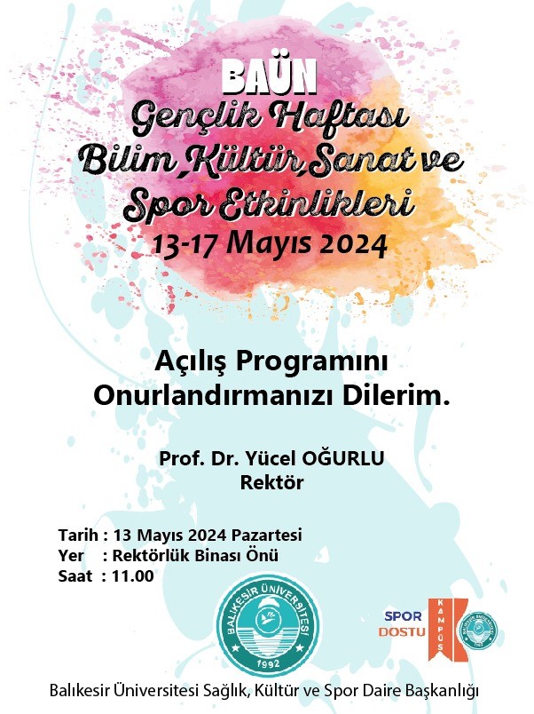 BAÜN Gençlik Haftası Bilim, Kültür, Sanat ve Spor Etkinlikleri Başlıyor