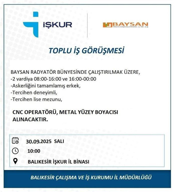 Balıkesir’de İş Arayanlara Müjde: Bu Alanlarda Boşluk Var - 1. resim