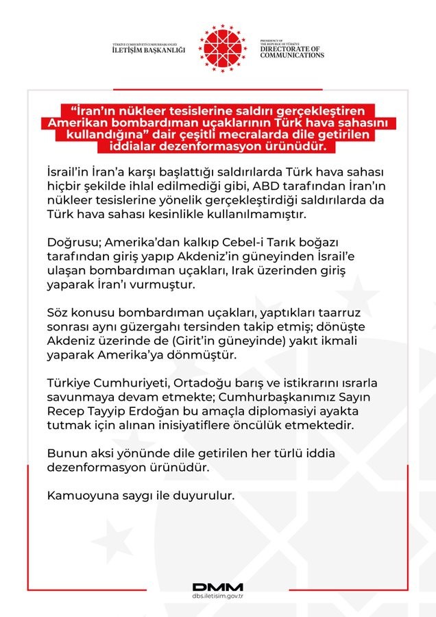 İletişim Başkanlığı Açıklaması THY
