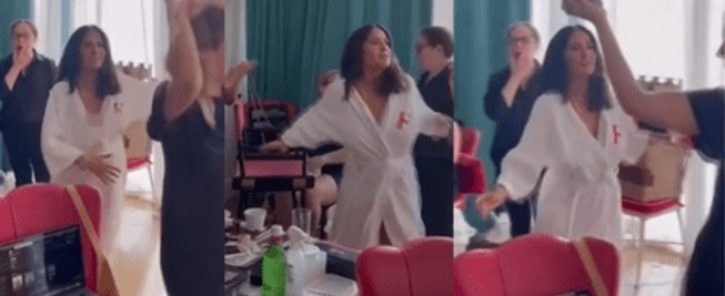 Salma Hayek'ten Bornozlu Kutlama