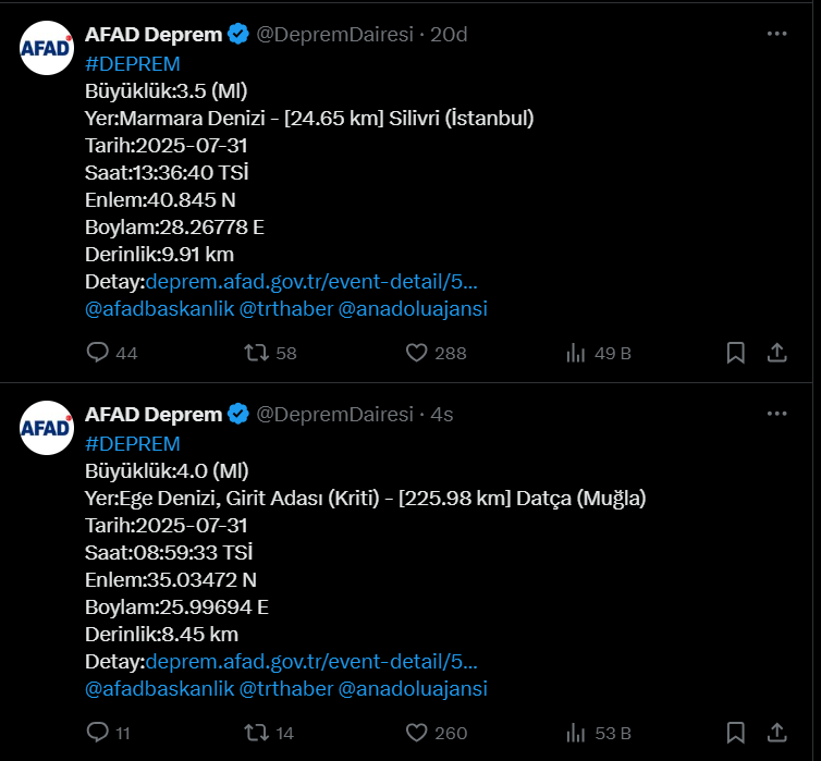 afad deprem istanbul depremi