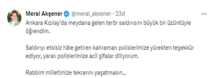 Ankara’da Yaşanan Bombalı Saldırı Girişimi Sonrası Siyasilerin Mesajı