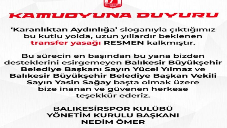 Balıkesirspor’da Son Dakika Gelişmesi