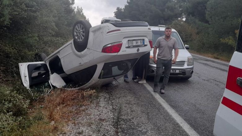 Balıkesir'de Dehşet Kaza ! Araç Takla Attı