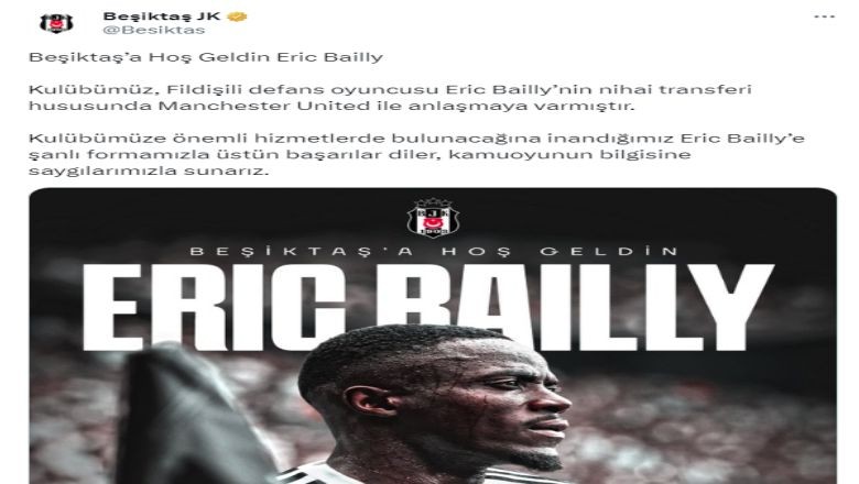 Beşiktaş, Eric Bailly'yi transfer etti