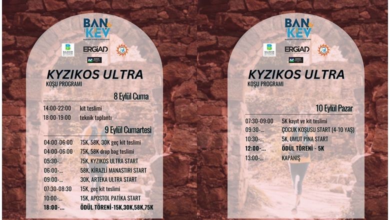 Kyzikos Ultra Maraton Programı Açıklandı