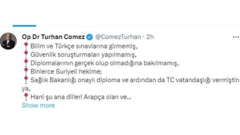 İP’li Vekil Çömez’den Irkçı Paylaşım!
