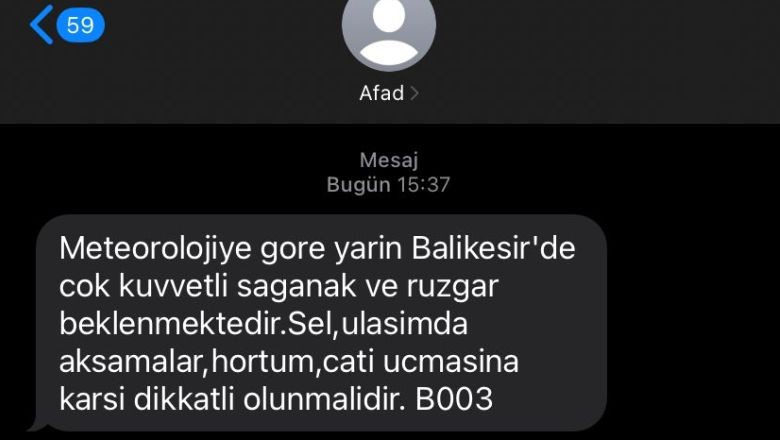 Balıkesir'de Kuvvetli Yağış Uyarısı