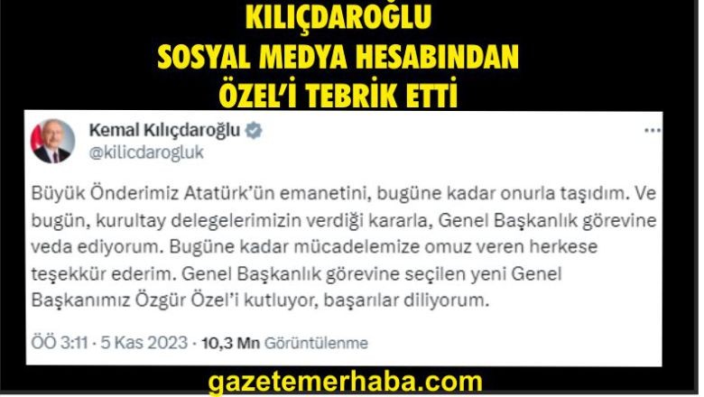 Kemal Kılıçdaroğlu'ndan Özgür Özel'e Tebrik
