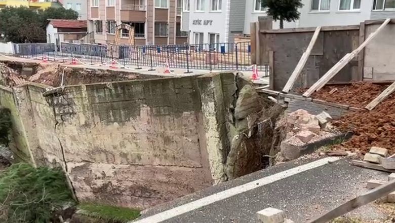Balıkesir'de Okul İnşaatının İstinat Duvarları Çöktü