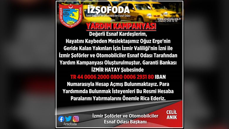 İzmir'de Öldürülen Taksicinin Ailesine Yardım Kampanyası Başladı