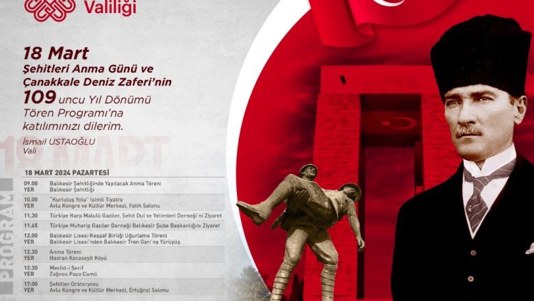 Balıkesir'de Çanakkale Zaferi'nin 109. Yıl Dönümü Anılacak