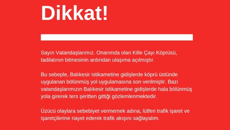 Kepsut Belediyesi'nden Trafik Duyurusu!