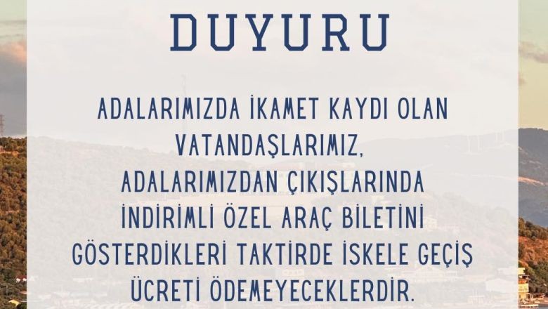 Balıkesir Adalarda İkamet Edenlere Özel Ayrıcalık