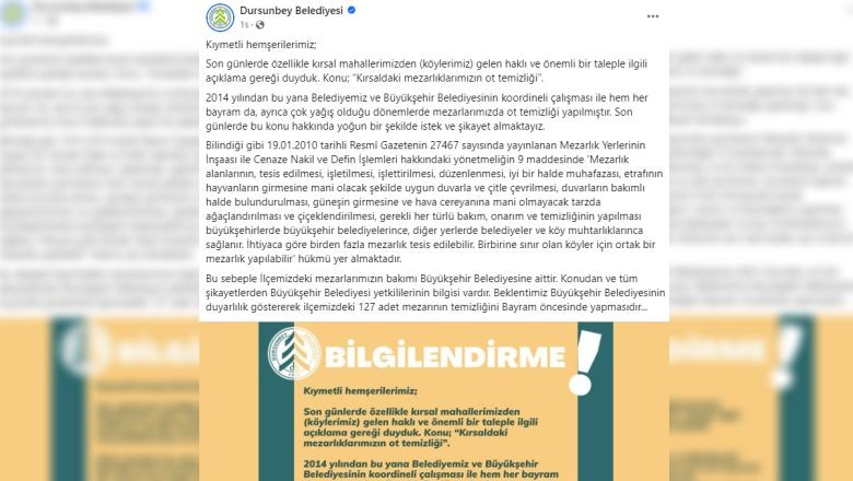 Dursunbey Belediyesi'nden 'Mezarlık' Açıklaması
