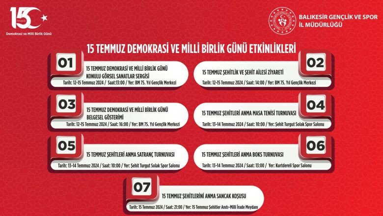 Balıkesir'de 15 Temmuz Etkinlikleri Başlıyor