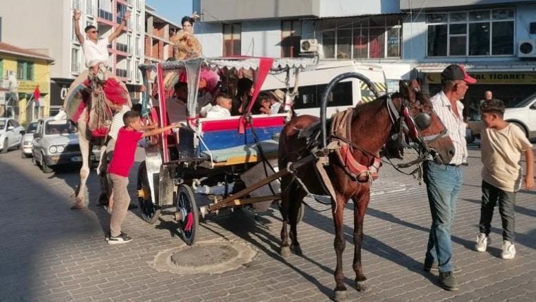 Gelin ve Damat Deve İle Manyas'ı Turladı!