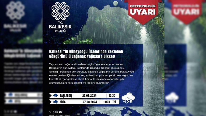 Bugün Balıkesir'in 4 İlçesine Yağış Geliyor!