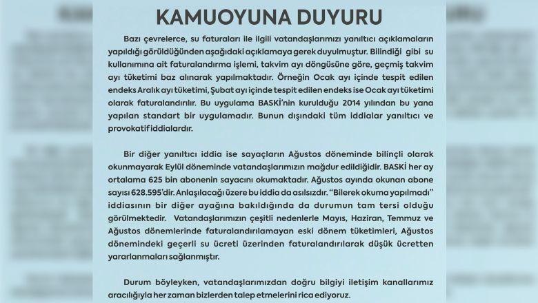BASKİ’den Sayaç İddialarına Cevap