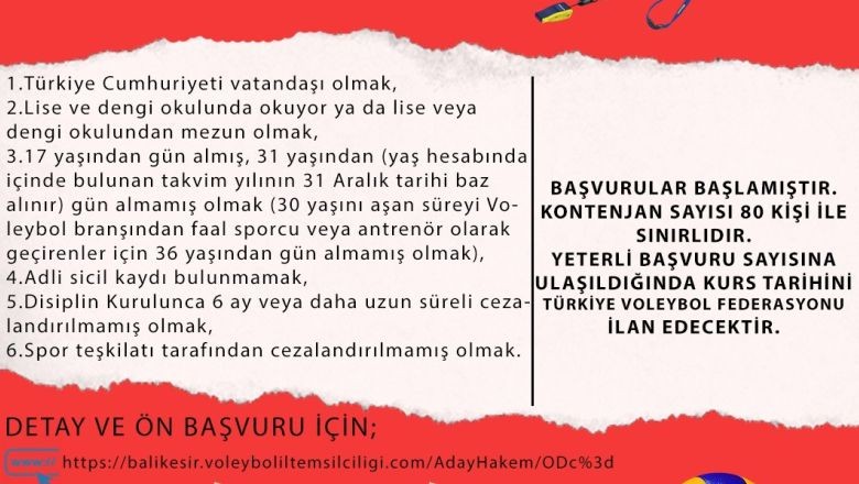 Balıkesir'de Voleybol Hakemliği İçin Fırsat!