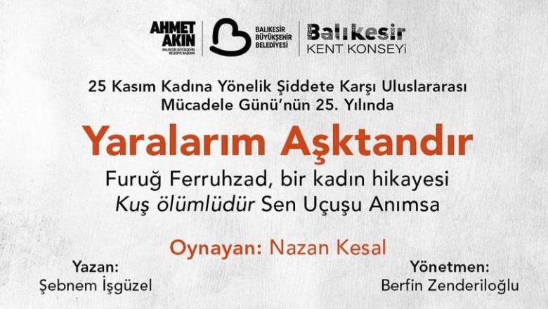Balıkesir Kadına Şiddete Karşı Tiyatroyla Ses Verecek