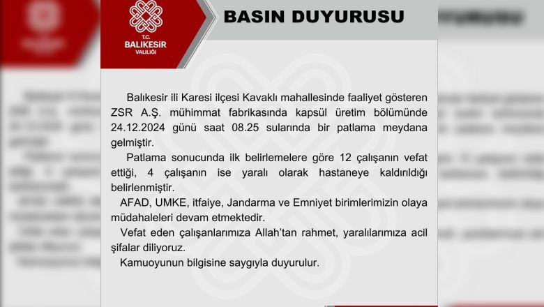 Balıkesir'deki Patlamada Son Durum