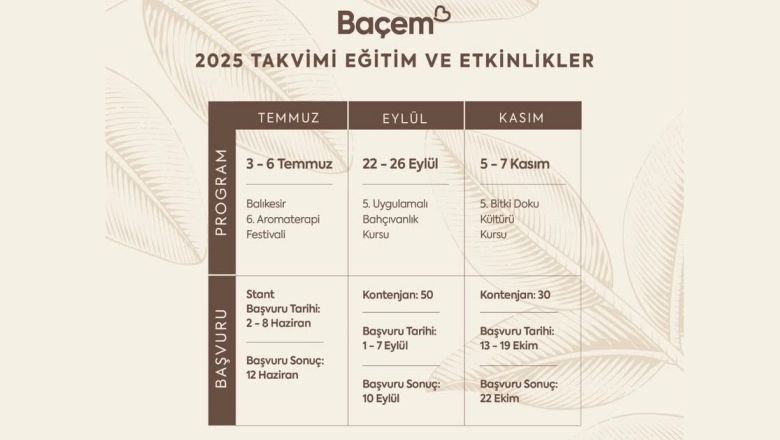 BAÇEM’den 2025 Eğitim ve Etkinlik Takvimi Yayınlandı