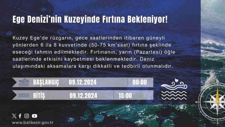 Balıkesir Valiliği Kuzey Ege'yi Uyardı!