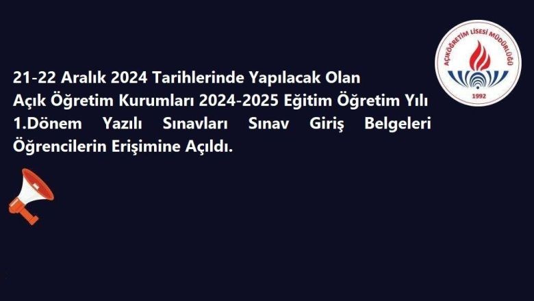 AÖL Sınav Giriş Belgeleri Erişime Açılıyor
