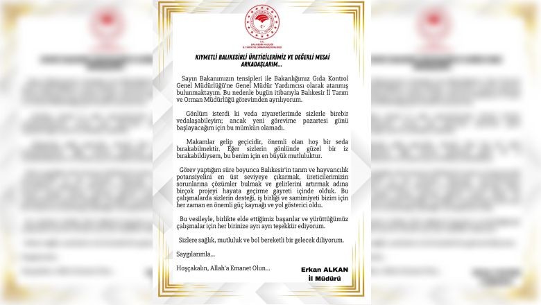 Müdür Alkan Balıkesir'e Veda Etti