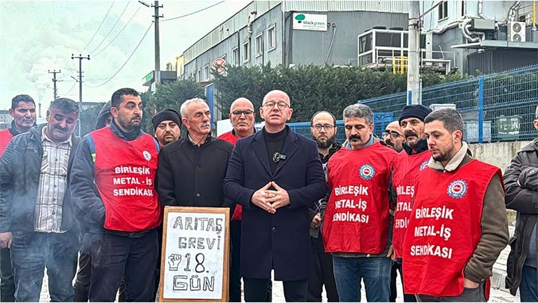 CHP’li Sarı’dan Grevdeki İşçilere Destek CHP’li Sarı’dan Grevdeki İşçilere Destek