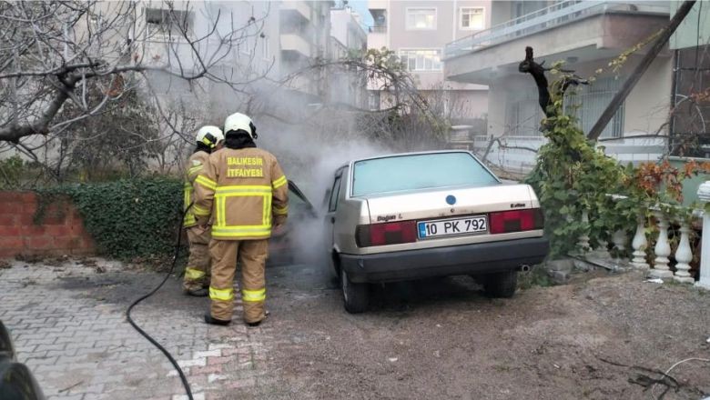 Havran'da Araba Alev Aldı