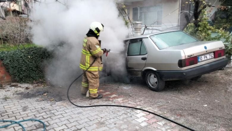 Havran'da Araba Alev Aldı